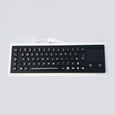 Electroplated Black Rugged Vandalproof IP65 compact backlit panelmount stainless steel keyboard with touchpad.
