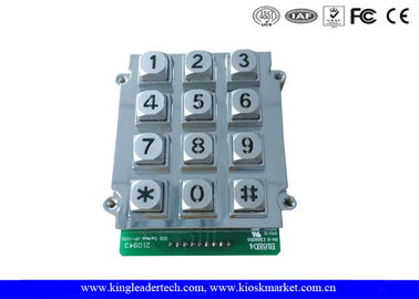 12 Keys Zinc Alloy Metal Keypad With Blue Backlight , vandal proof keypad 9 PIN connector